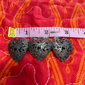 Hair barrette, 3 hearts, snap clasp, estate sale, appears old